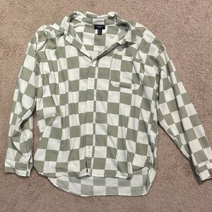 H&M Olive and White Plaid Men's Shirt
